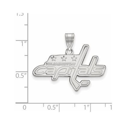 Sterling Silver Rhodium Plated Nhl Logoart Washington Capitals Large Pendant
