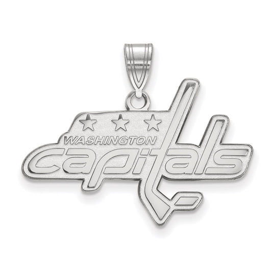 Sterling Silver Rhodium Plated Nhl Logoart Washington Capitals Large Pendant