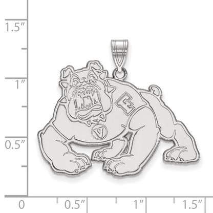 14K White Gold Logoart California State University Fresno Bulldog Extra Large Pendant