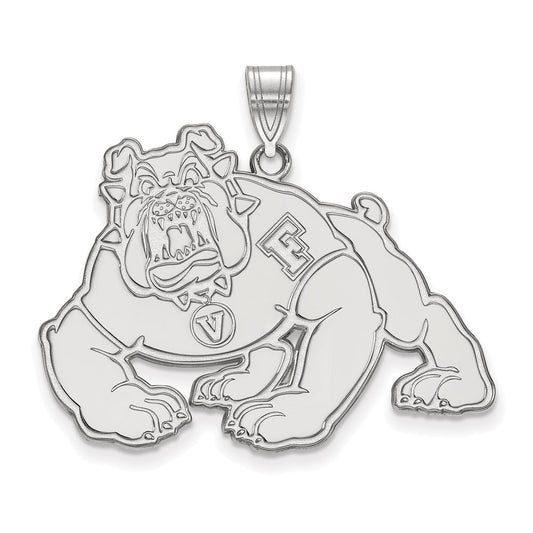 10K White Gold Logoart California State University Fresno Bulldog Extra Large Pendant