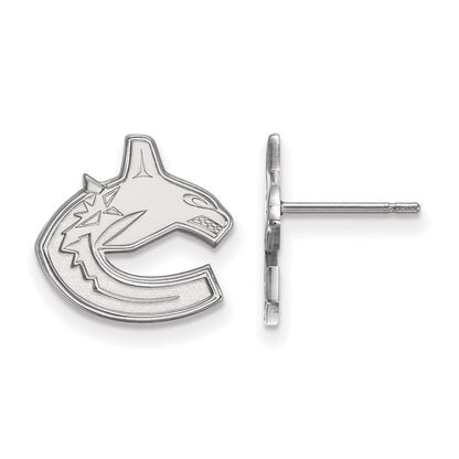 Sterling Silver Rhodium Plated Nhl Logoart Vancouver Canucks Small Post Earrings