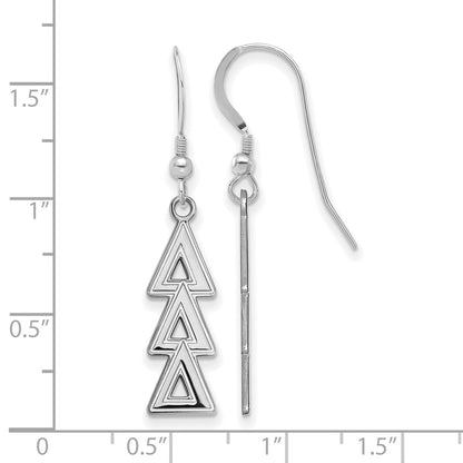 Sterling Silver Rhodium Plated Logoart Delta Sorority Greek Letters Medium Dangle Earrings