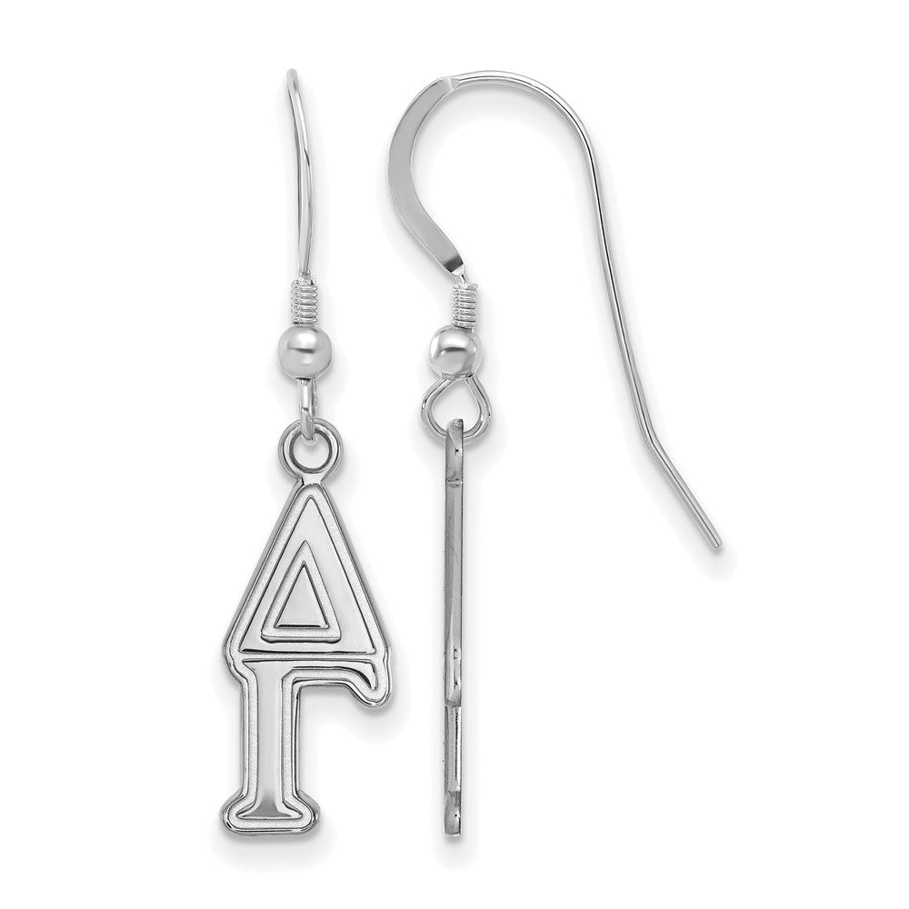 Sterling Silver Rhodium Plated Logoart Delta Gamma Sorority Greek Letters Small Dangle Earrings