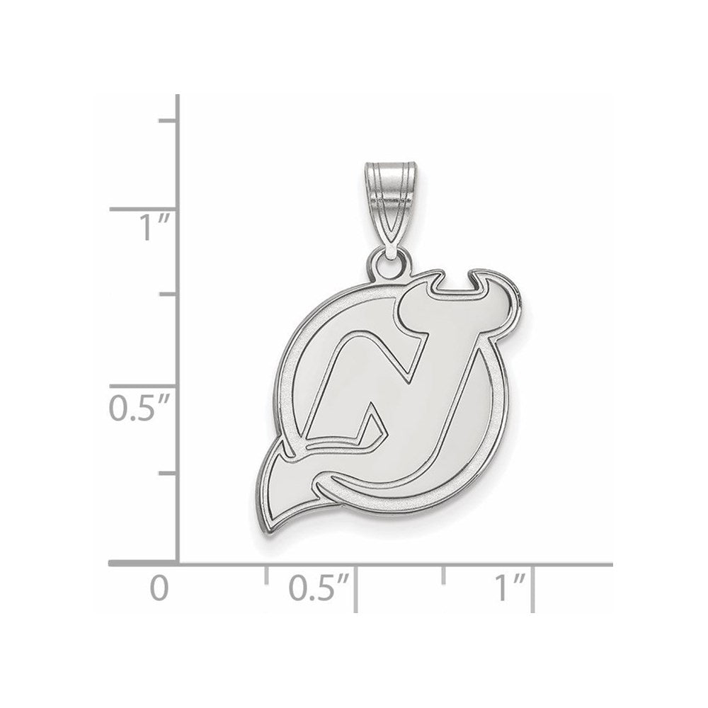 14K White Gold Nhl Logoart New Jersey Devils Large Pendant