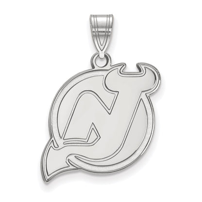 14K White Gold Nhl Logoart New Jersey Devils Large Pendant