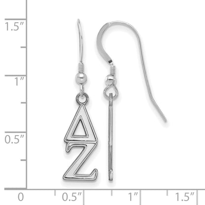 Sterling Silver Rhodium Plated Logoart Delta Zeta Sorority Greek Letters Small Dangle Earrings