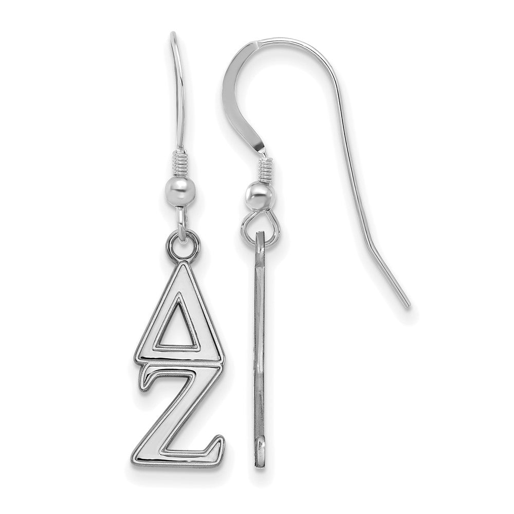 Sterling Silver Rhodium Plated Logoart Delta Zeta Sorority Greek Letters Small Dangle Earrings