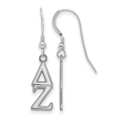 Sterling Silver Rhodium Plated Logoart Delta Zeta Sorority Greek Letters Small Dangle Earrings