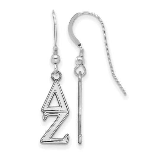 Sterling Silver Rhodium Plated Logoart Delta Zeta Sorority Greek Letters Small Dangle Earrings