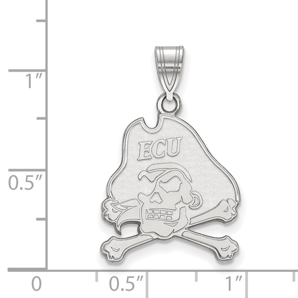 14K White Gold Logoart East Carolina University Pirate Large Pendant