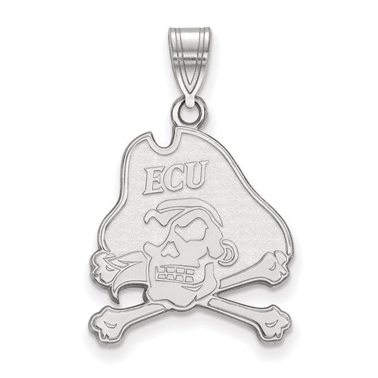 10K White Gold Logoart East Carolina University Pirate Large Pendant