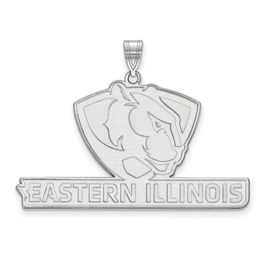 14K White Gold Logoart Eastern Illinois University Extra Large Pendant