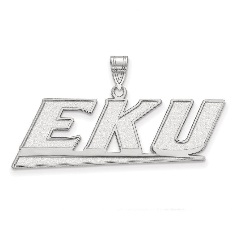 10K White Gold Logoart Eastern Kentucky University E K U Large Pendant