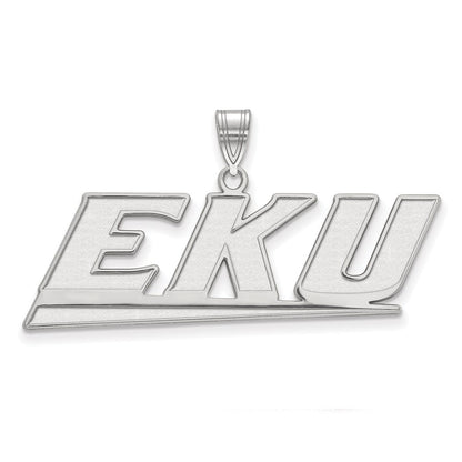 10K White Gold Logoart Eastern Kentucky University E K U Large Pendant