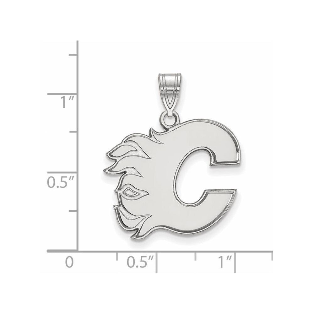 Sterling Silver Rhodium Plated Nhl Logoart Calgary Flames Letter C Large Pendant