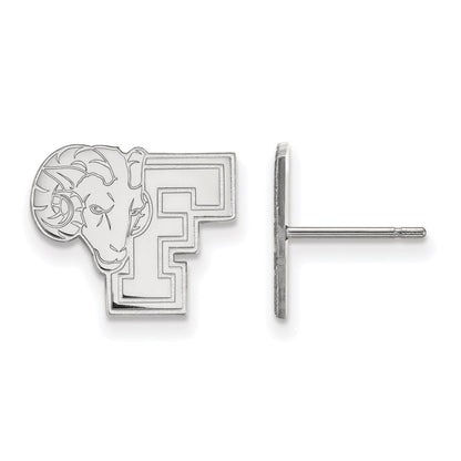 14K White Gold Logoart Fordham University Ram Small Post Earrings
