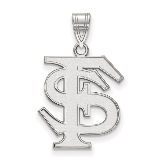 14K White Gold Logoart Florida State University F S Large Pendant
