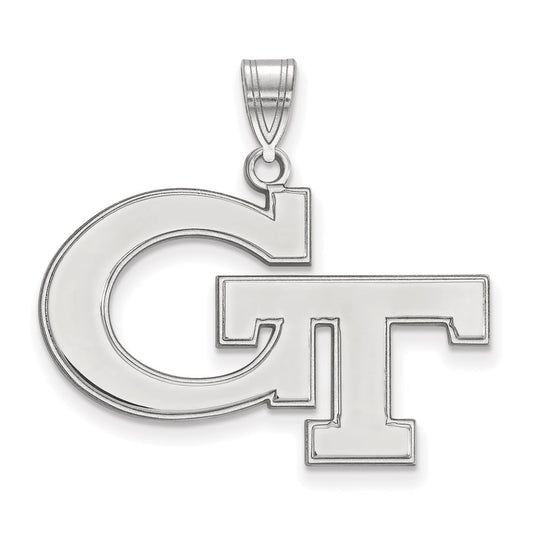 Sterling Silver Rhodium Plated Logoart Georgia Institute Of Technology G T Large Pendant