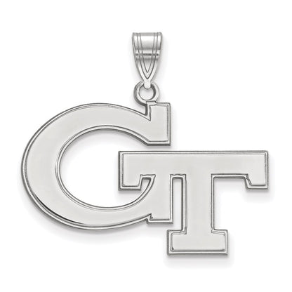 10K White Gold Logoart Georgia Institute Of Technology G T Large Pendant