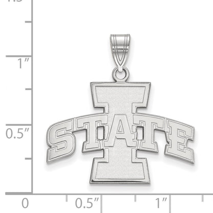 Sterling Silver Rhodium Plated Logoart Iowa State University Large Pendant
