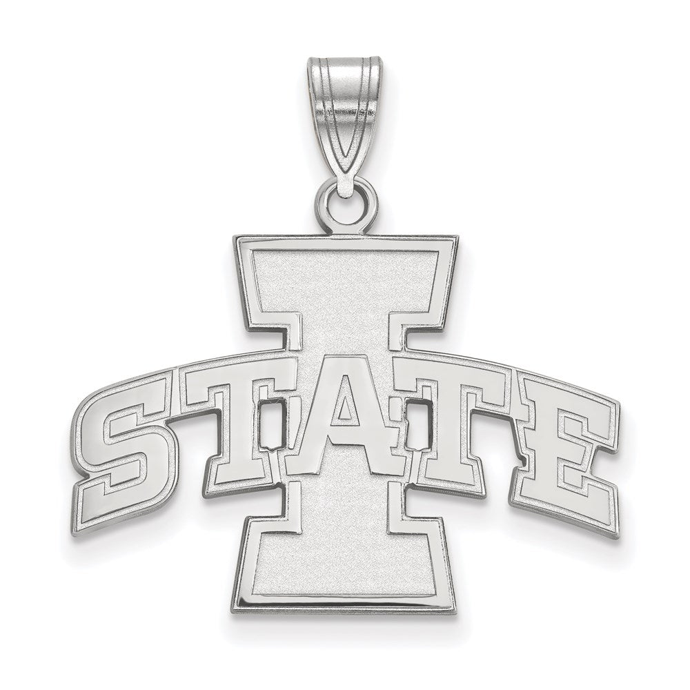 Sterling Silver Rhodium Plated Logoart Iowa State University Large Pendant