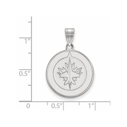 Sterling Silver Rhodium Plated Nhl Logoart Winnipeg Jets Large Pendant