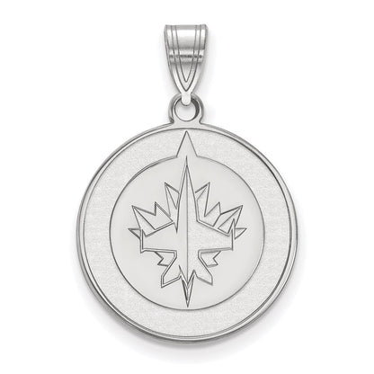Sterling Silver Rhodium Plated Nhl Logoart Winnipeg Jets Large Pendant