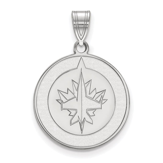 Sterling Silver Rhodium Plated Nhl Logoart Winnipeg Jets Large Pendant