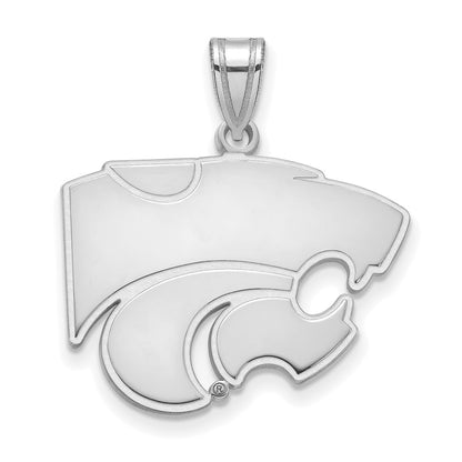 Sterling Silver Rhodium Plated Logoart Kansas State University Wildcat Large Pendant
