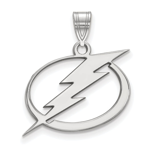 Sterling Silver Rhodium Plated Nhl Logoart Tampa Bay Lightning Large Pendant