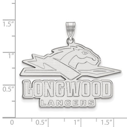 Sterling Silver Rhodium Plated Logoart Longwood University Lancers Extra Large Pendant
