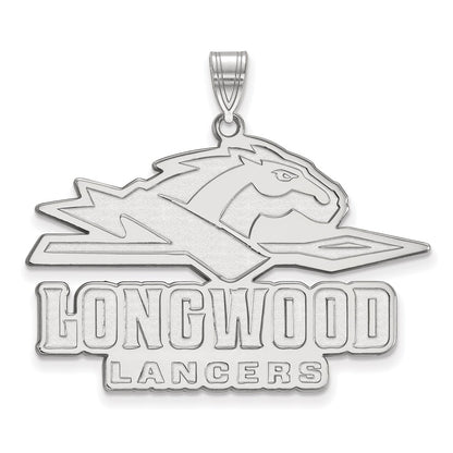 Sterling Silver Rhodium Plated Logoart Longwood University Lancers Extra Large Pendant
