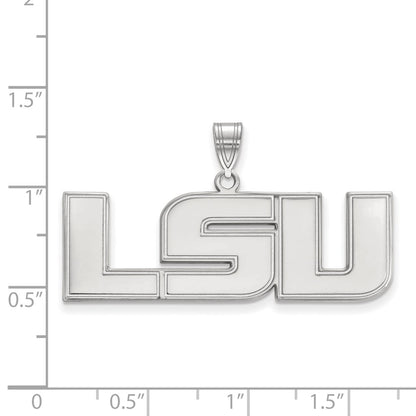 14K White Gold Logoart Louisiana State University L S U Large Pendant