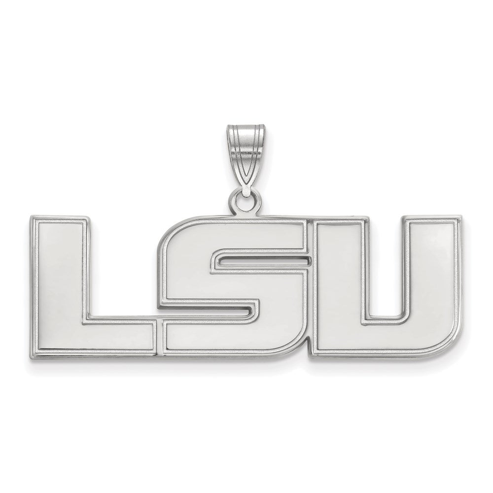 10K White Gold Logoart Louisiana State University L S U Large Pendant