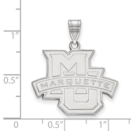 Sterling Silver Rhodium Plated Logoart Marquette University Large Pendant
