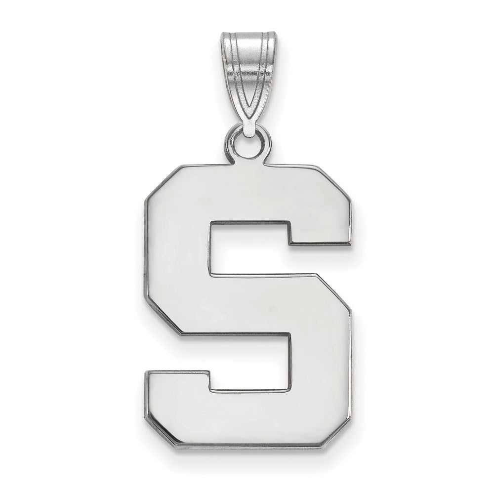Sterling Silver Rhodium Plated Logoart Michigan State University Letter S Large Pendant