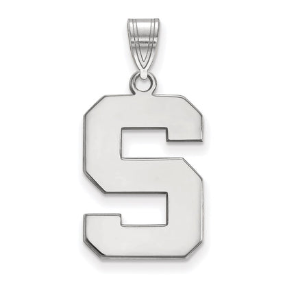 10K White Gold Logoart Michigan State University Letter S Large Pendant