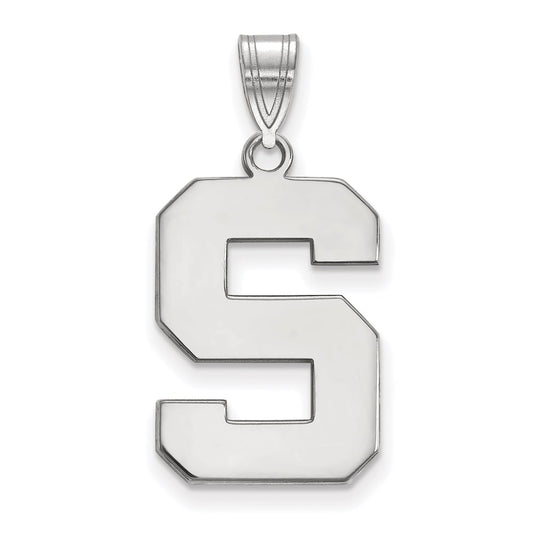 10K White Gold Logoart Michigan State University Letter S Large Pendant