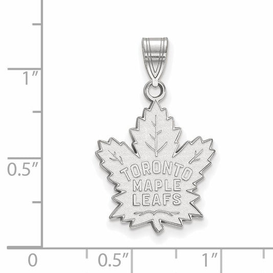 Sterling Silver Rhodium Plated Nhl Logoart Toronto Maple Leafs Large Pendant