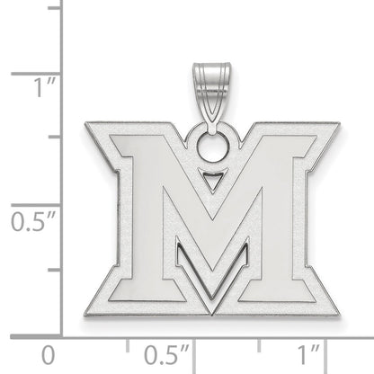 14K White Gold Logoart Miami University Ohio Letter M Large Pendant