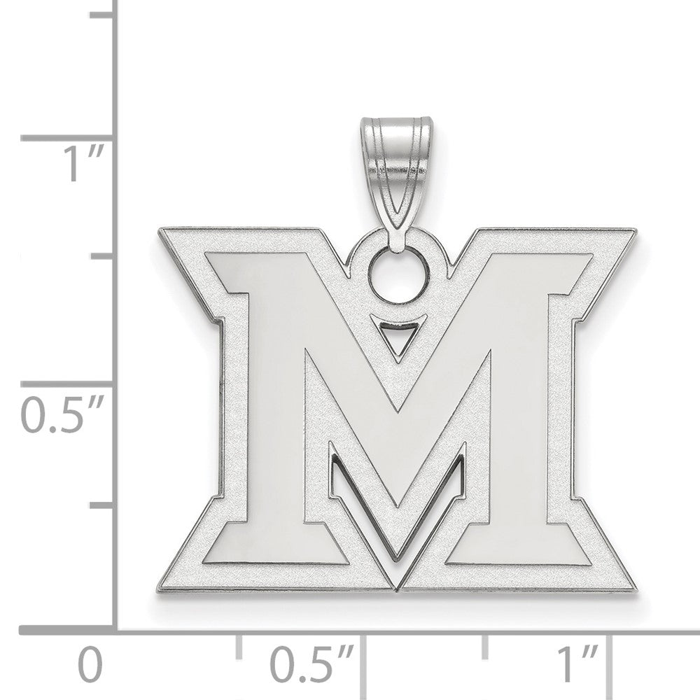 10K White Gold Logoart Miami University Ohio Letter M Large Pendant
