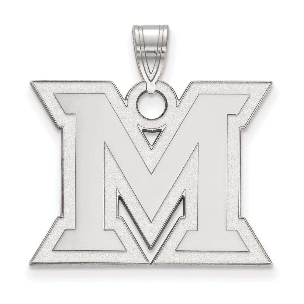 14K White Gold Logoart Miami University Ohio Letter M Large Pendant