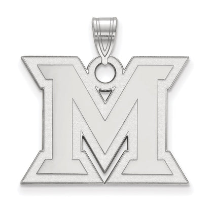 10K White Gold Logoart Miami University Ohio Letter M Large Pendant