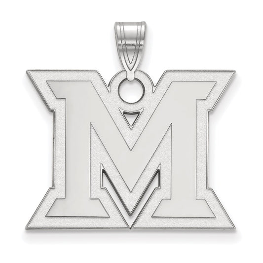 10K White Gold Logoart Miami University Ohio Letter M Large Pendant