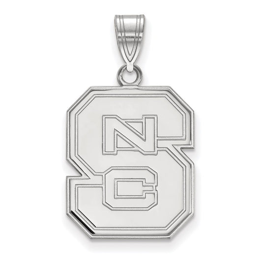Sterling Silver Rhodium Plated Logoart North Carolina State University N C S Large Pendant