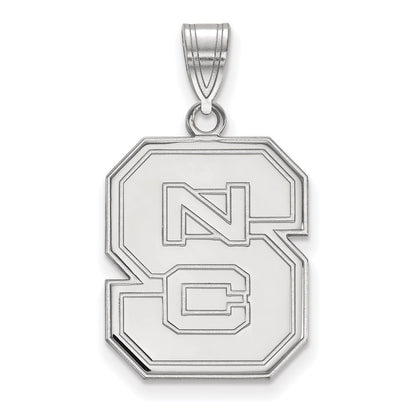 14K White Gold Logoart North Carolina State University N C S Large Pendant