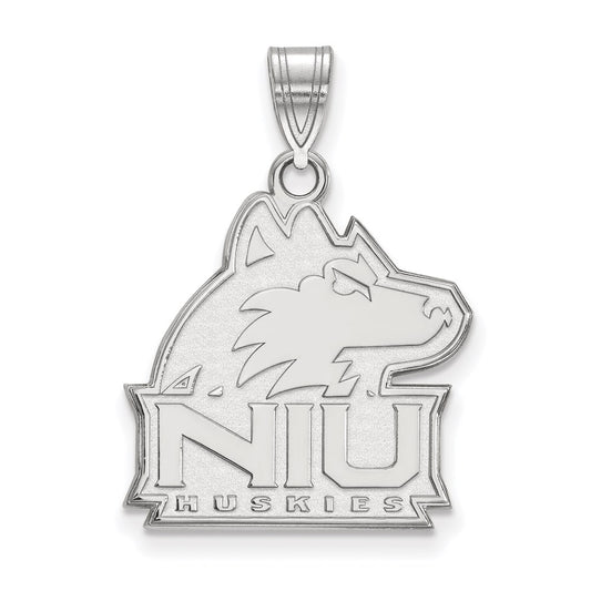 Sterling Silver Rhodium Plated Logoart Northern Illinois University N I U Huskies Large Pendant