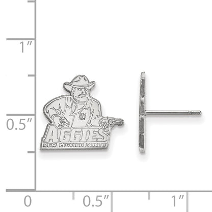 14K White Gold Logoart New Mexico State University Aggies Small Post Earrings