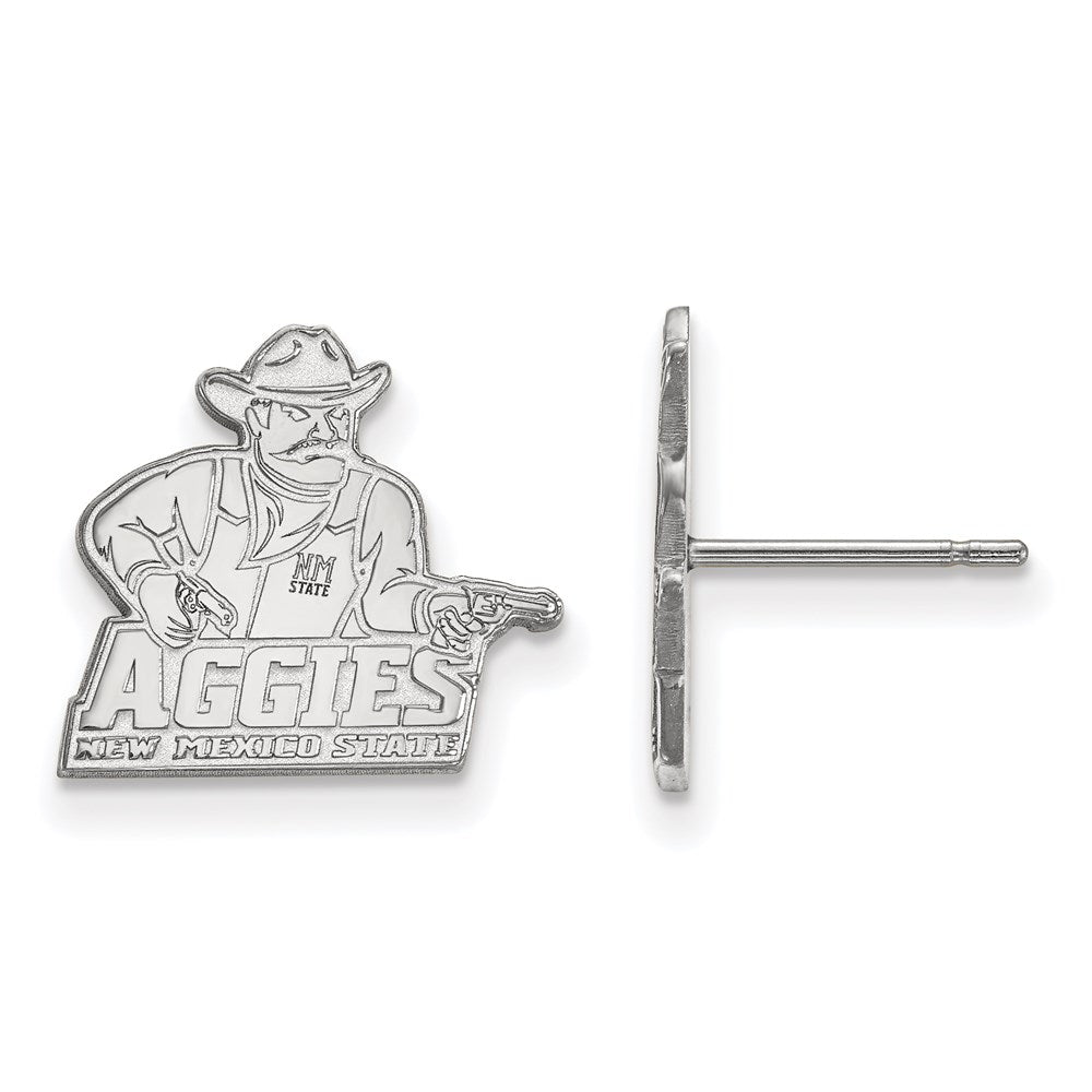 Sterling Silver Rhodium Plated Logoart New Mexico State University Aggies Small Post Earrings