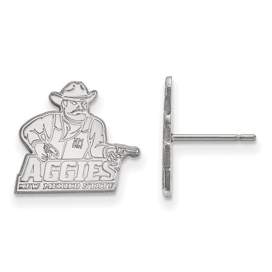 14K White Gold Logoart New Mexico State University Aggies Small Post Earrings